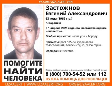 Волонтеры просят помощи в поисках пропавшего 7 месяцев назад воронежца