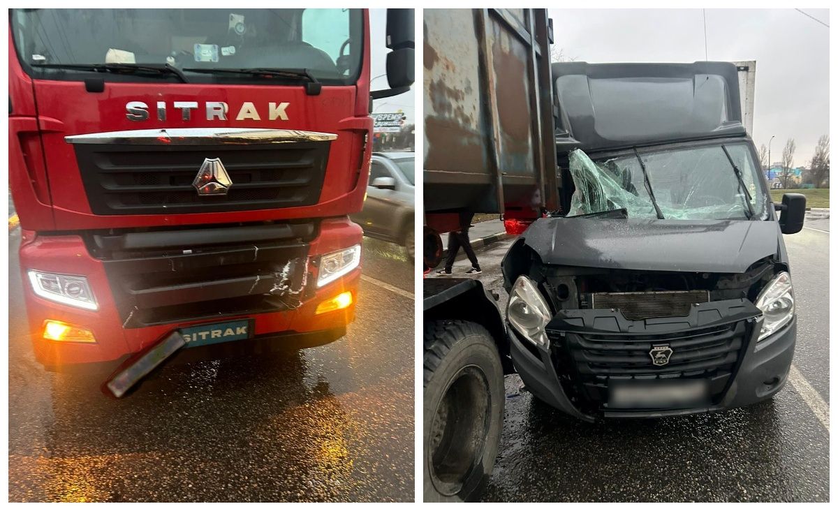 Мужчину доставили в больницу после аварии с участием 3 грузовиков в Ленинском районе Воронежа