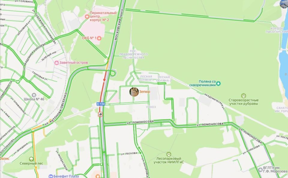 На въезде в Воронеж через Московский проспект вновь появилась пробка