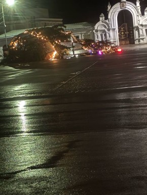 В Бутурлиновке ветер повалил новогоднюю елку