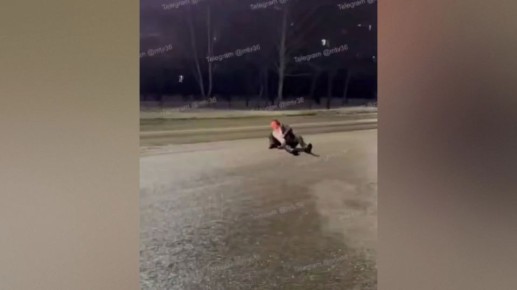 В Воронеже на улице Ломоносова мужчина ползал по дороге