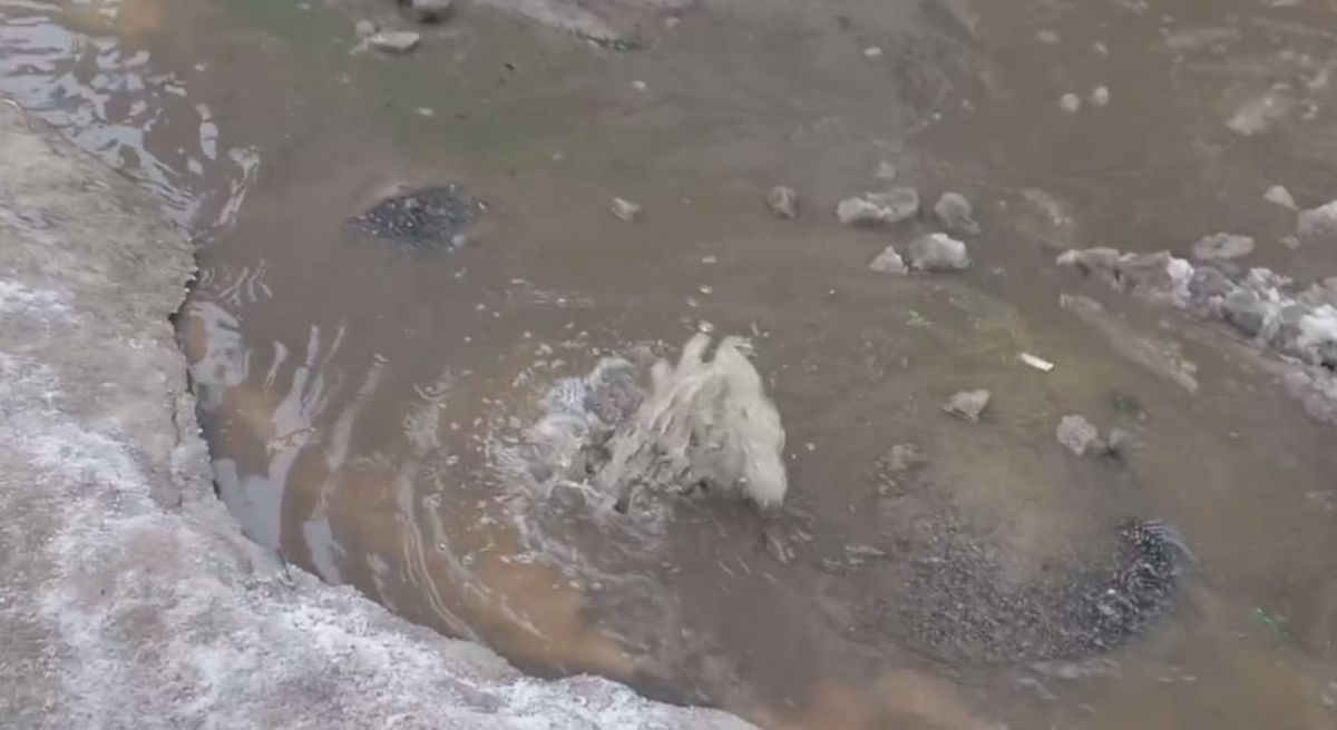 Ремонт не помог: в Воронеже на улице Шишкова вновь фонтанируют канализационные люки