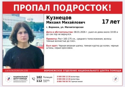 Воронежцев попросили помощи в поисках 17-летнего парня