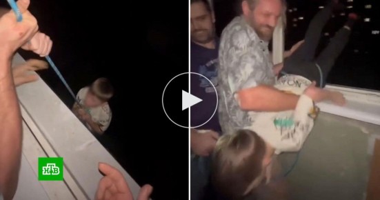 Житель Воронежа спустил маленького сына на веревке с седьмого этажа