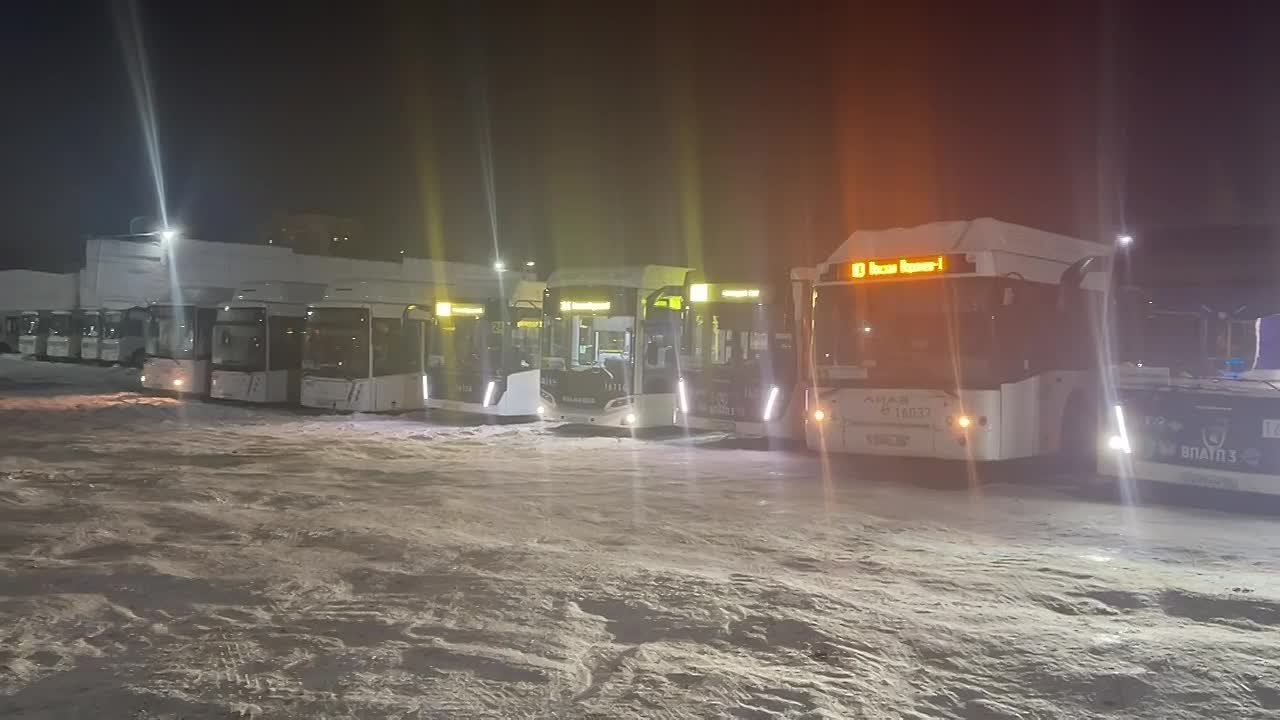 В Воронеже автобусы прогревают даже ночью, чтобы утром они смогли выйти на линию