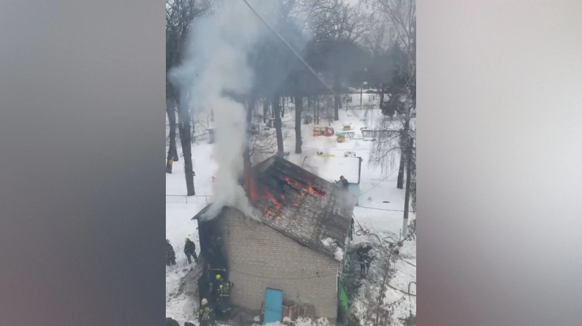 В Воронеже на территории детского сада №21 загорелась хозпостройка