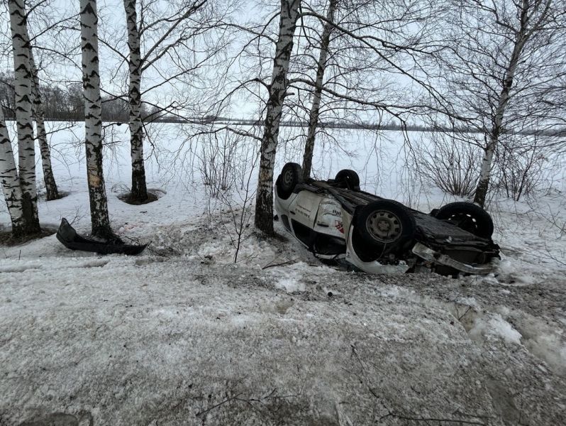 В Эртильском районе сотрудники Госавтоинспекции устанавливают обстоятельства съезда автомобиля с дороги