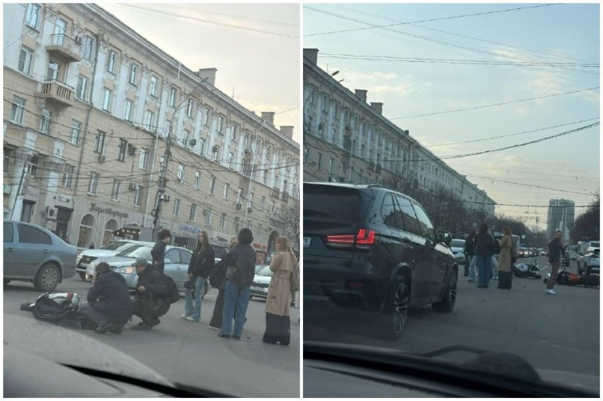 Два мотоцикла столкнулись в центре Воронежа