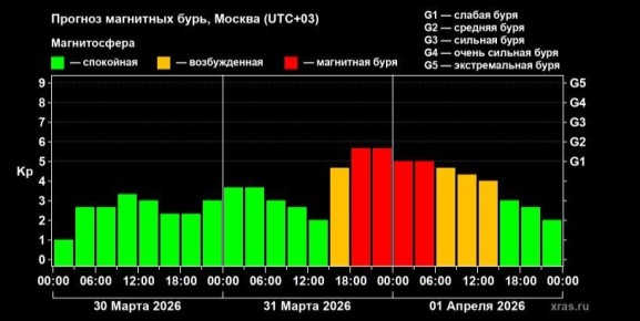 Воронежцев предупредили о магнитной буре 31 марта и 1 апреля