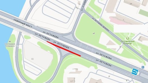 С 13 апреля будет закрыт съезд с Северного моста на улицу 25 Января