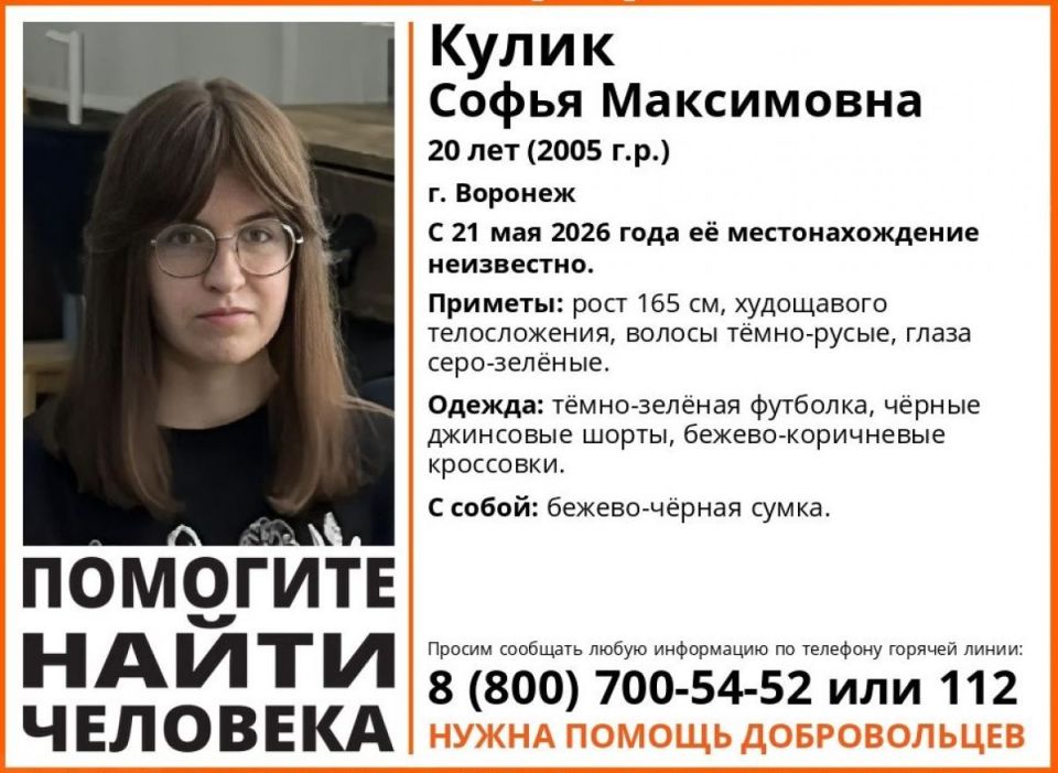 Волонтеры просят помощи в поисках 20-летней девушки, пропавшей в Воронеже