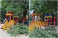 Крупный сук рухнул на детскую горку в Воронеже и чуть не задел трехлетнего малыша
