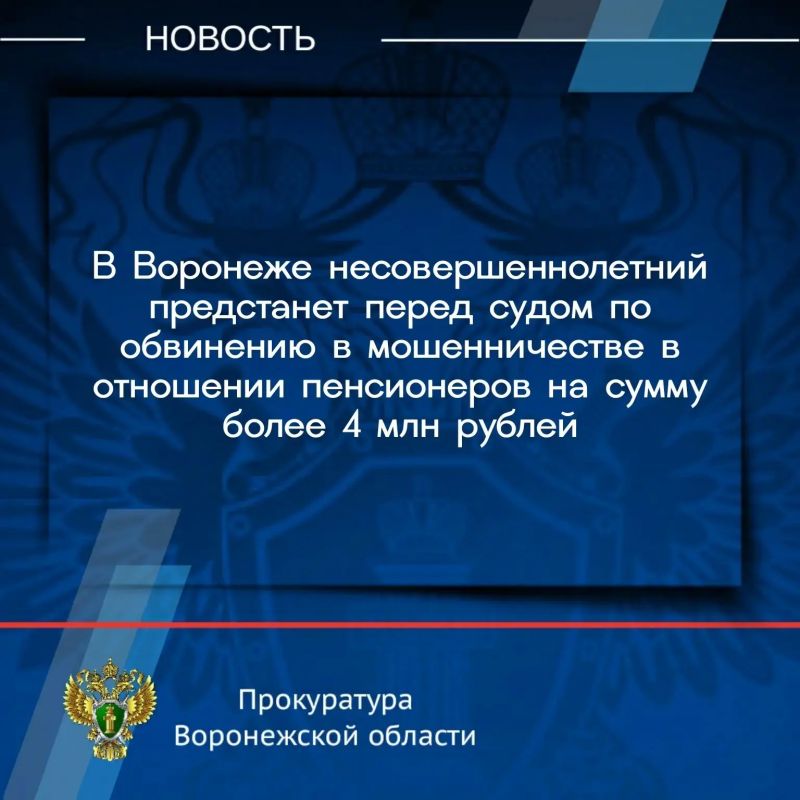 В декабре 2025 года 17-летний подросток, действуя совместно с неустановленными лицами, уголовное дело в отношении которых выделено в отдельное производство, похищал денежные средства у пожилых жителей города Воронежа путем...