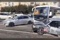 Автобус и две машины столкнулись у остановки на Плехановской