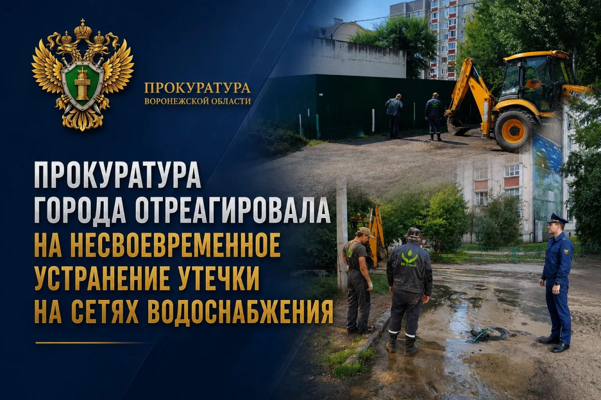 Прокуратура города Воронежа отреагировала на несвоевременное устранение утечки на сетях водоснабжения