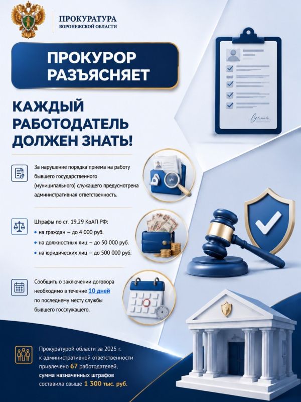 За нарушение порядка приема на работу бывшего государственного (муниципального) служащего предусмотрена административная ответственность