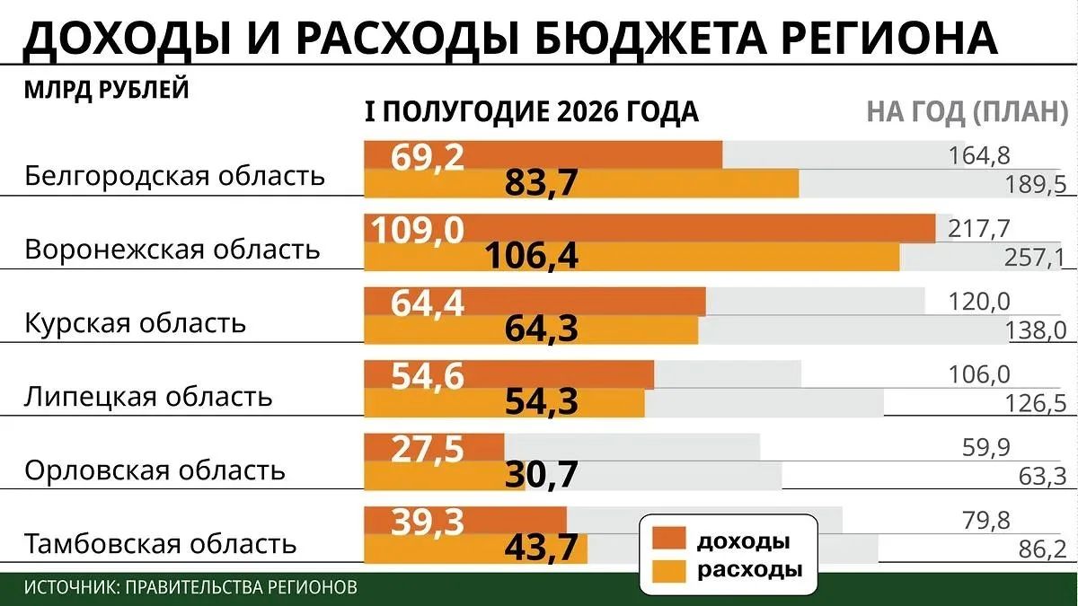Дела казенные: половина областей Черноземья исполнила бюджеты за полугодие с дефицитом