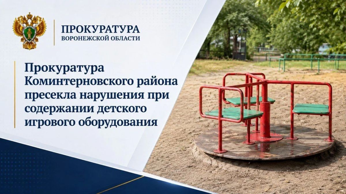 Прокуратура Коминтерновского района города Воронежа пресекла нарушения при содержании детского игрового оборудования