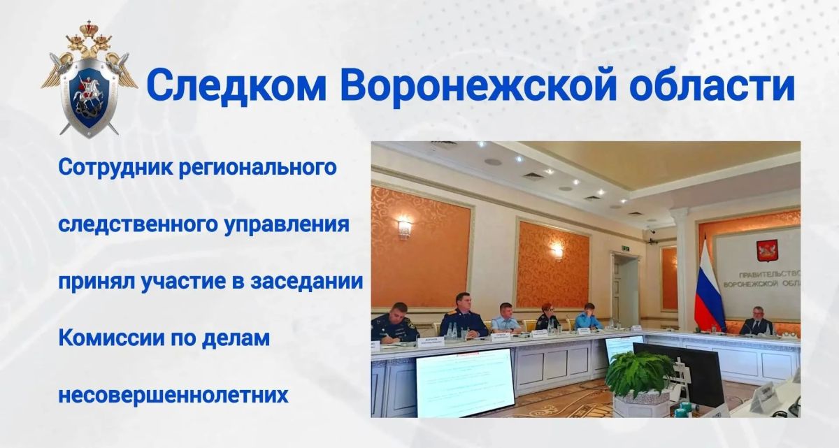 В Воронеже сотрудник регионального следственного управления принял участие в заседании областной Комиссии по делам несовершеннолетних и защите их прав