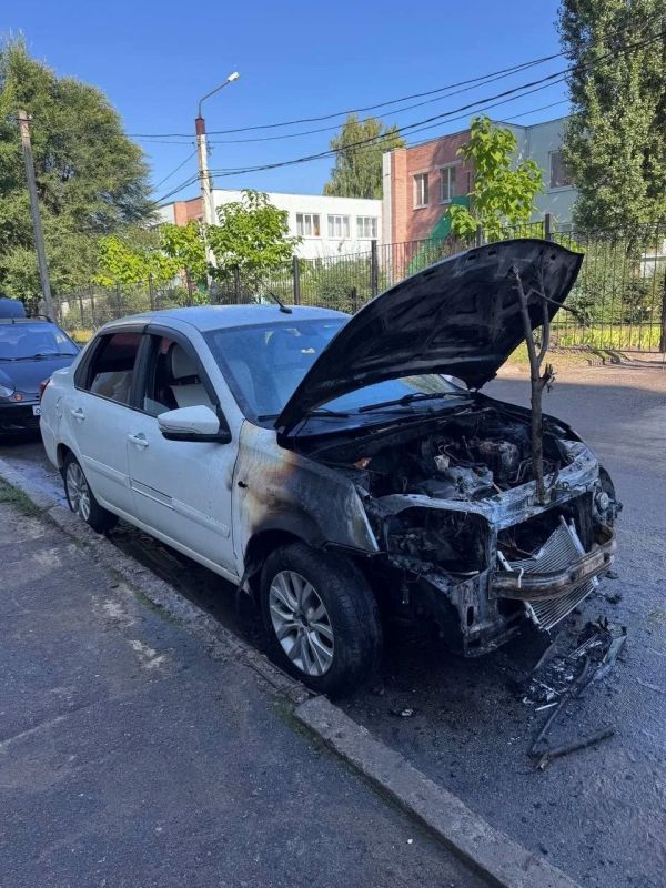 В Воронеже загоревшуюся возле детского сада машину тушили всем двором