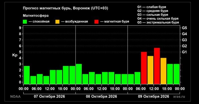 Воронежцев предупредили о магнитной буре 9 октября