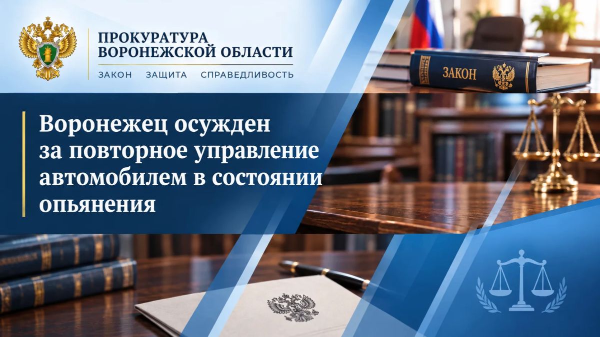 Воронежец осужден за повторное управление автомобилем в состоянии опьянения