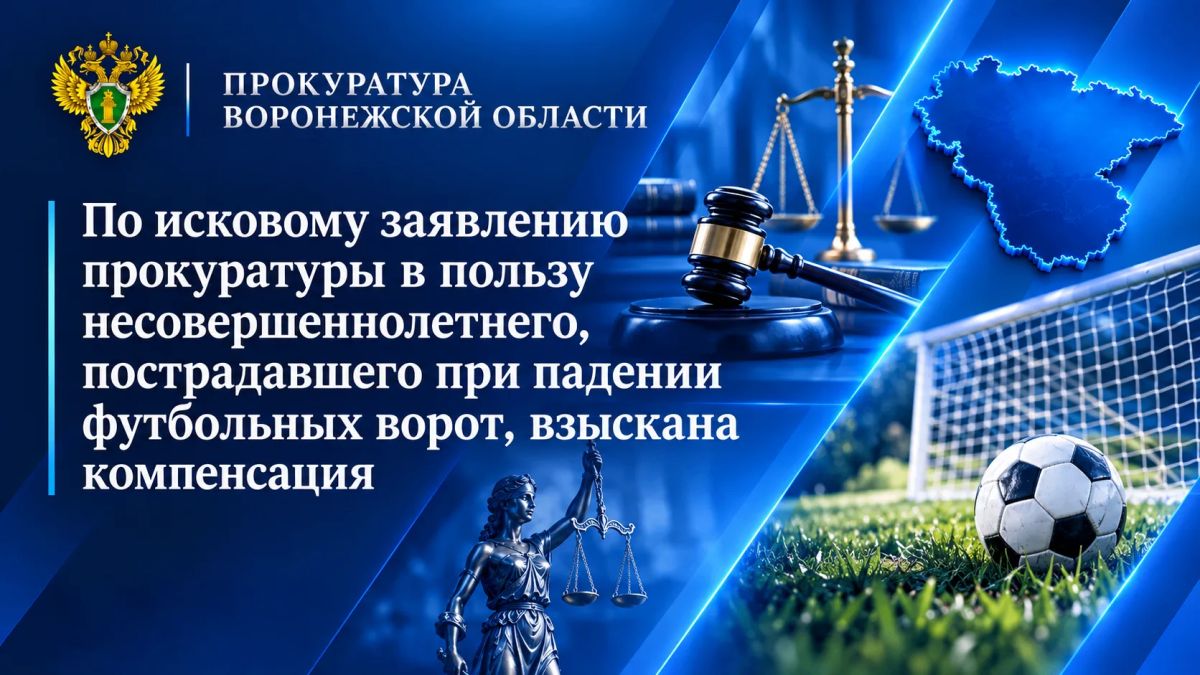 В Воронежской области по исковому заявлению прокуратуры в пользу несовершеннолетнего, пострадавшего при падении футбольных ворот, взыскана компенсация